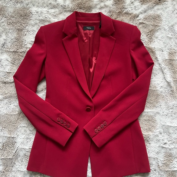 Theory Crepe Power Jacket in Bright Raspberry, size 4 - Picture 11 of 11